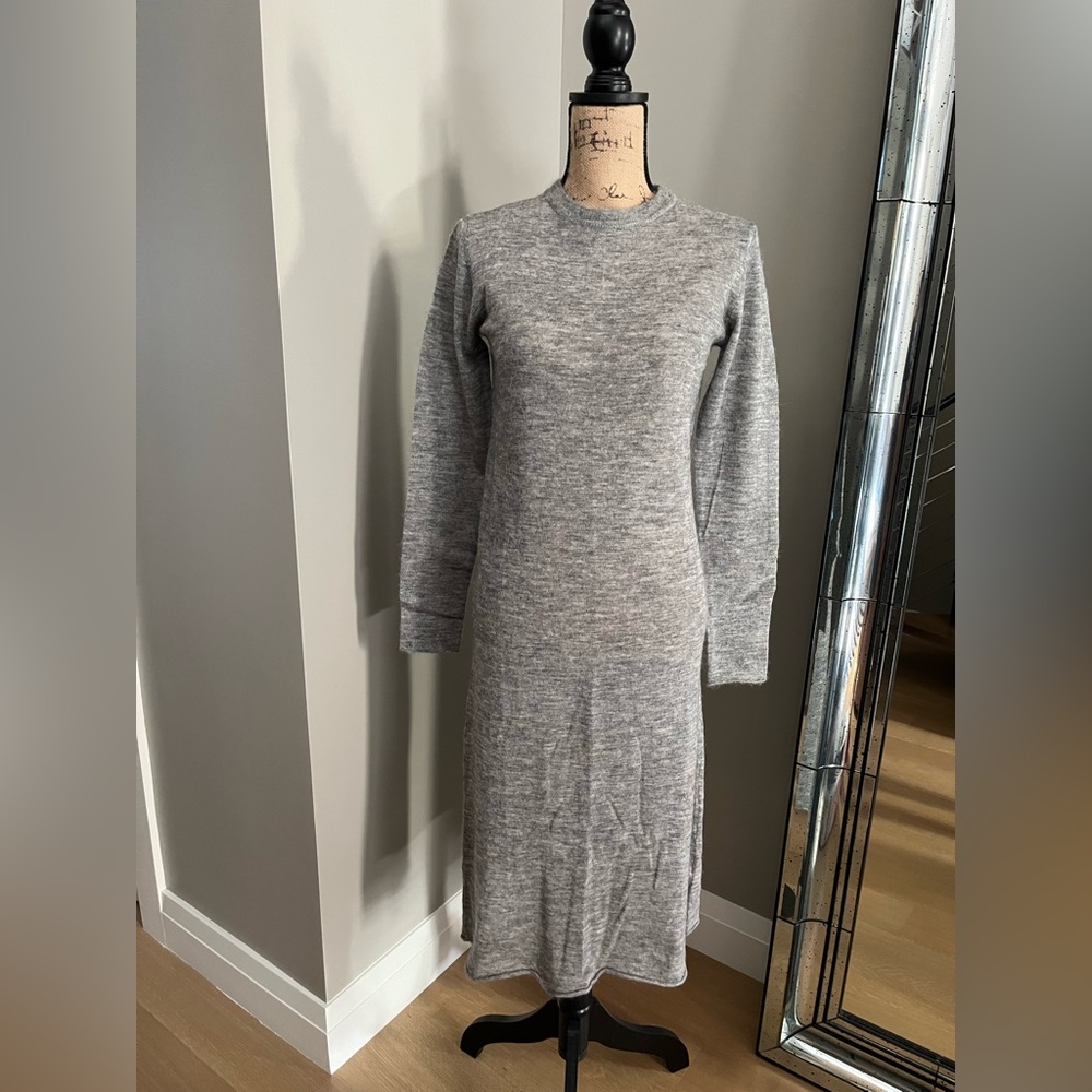 Zara Limited Edition Wool Alpaca Lightweight Knit Sweater Midi Dress